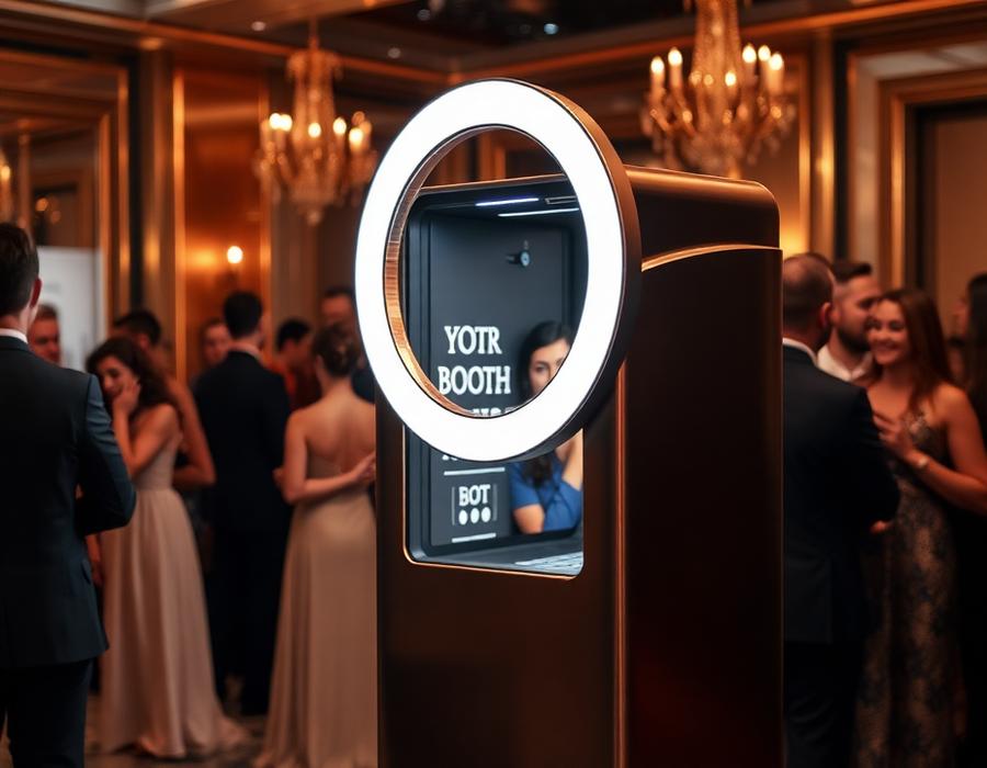 Guests using the digital photo booth